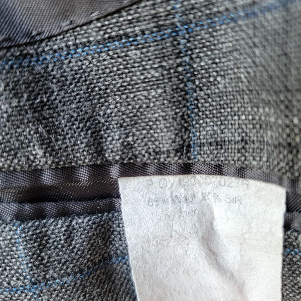 Lauren Ralph Lauren by Macy's  Grey & Blue Plaid Silk & Wool Sports Jacket 48R